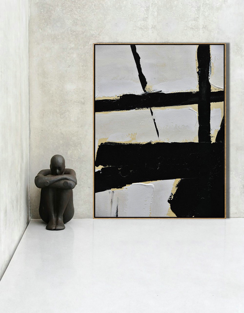 Abstract Painting Extra Large Canvas Art,Minimalist Painting On Canvas, Palette Knife Vertical Minimal Art - Textured Painting Canvas Art